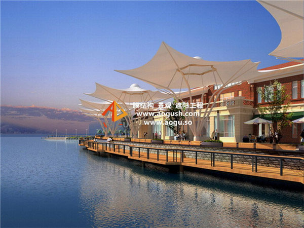 苏州金鸡湖畔 膜结构景观 休闲伞