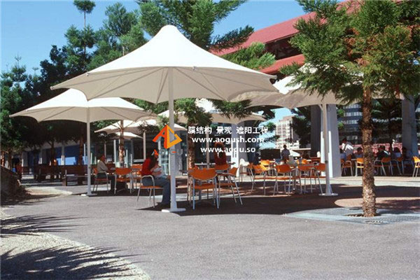 咖啡厅 景观遮阳 中柱伞膜结构